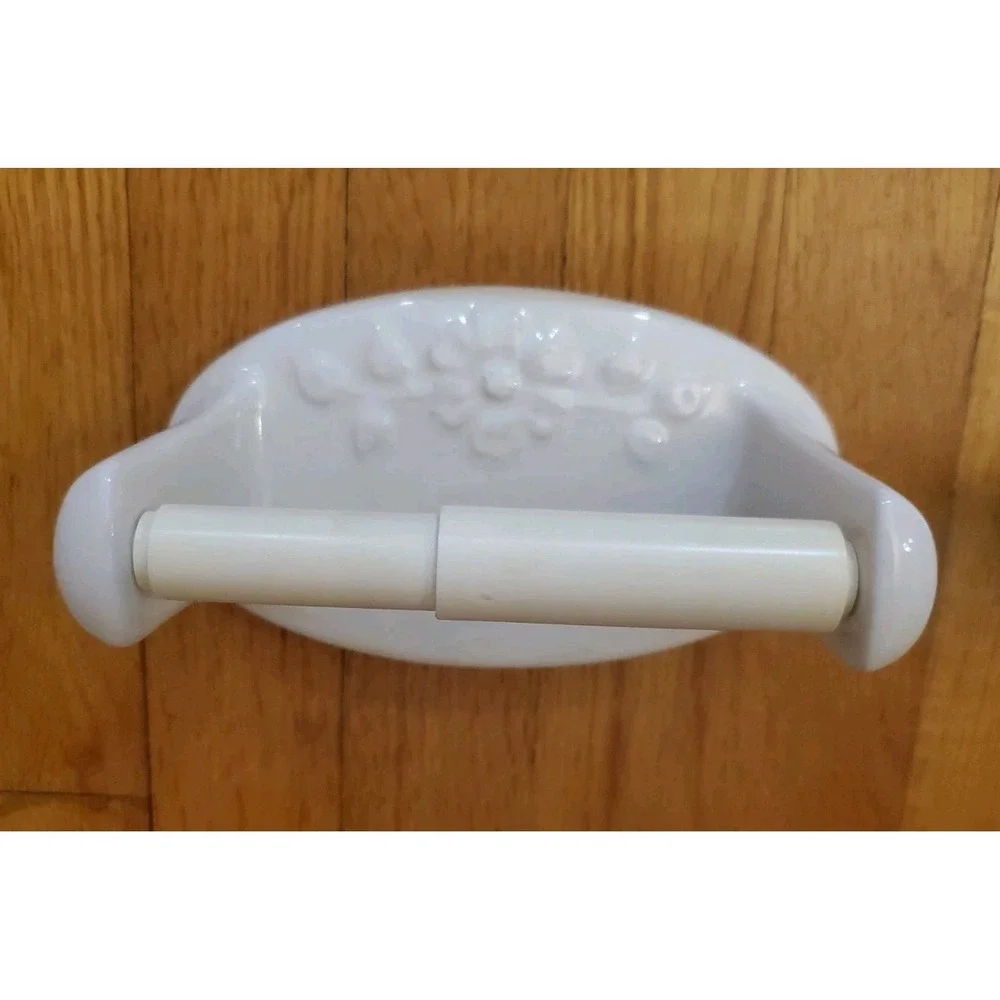 Vintage Floral Ceramic Bathroom Set Toilet Paper Toothbrush Towel Bar Farmhouse